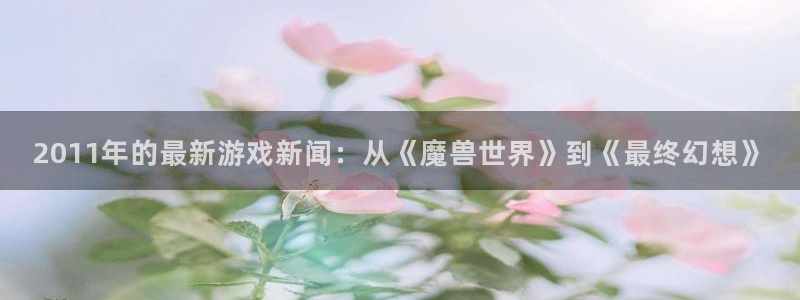 极悦娱乐注册地址：2011年的最新游戏新闻：从《魔兽世界》到